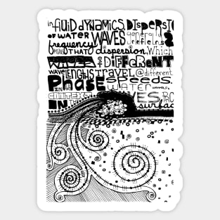 Fluid Dynamics Doodle Black Sticker